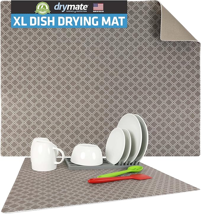 Drymate Jumbo XL Dish Drying Mat, Low-Profile, Super Absorbent, Quick Dry Fabric by Drymate