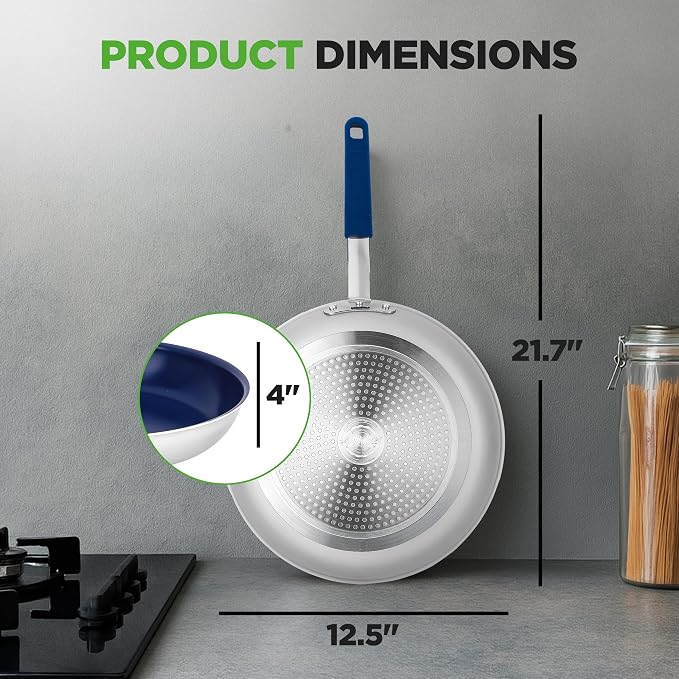 NutriChef 12" Fry Pan With Lid - Image 6