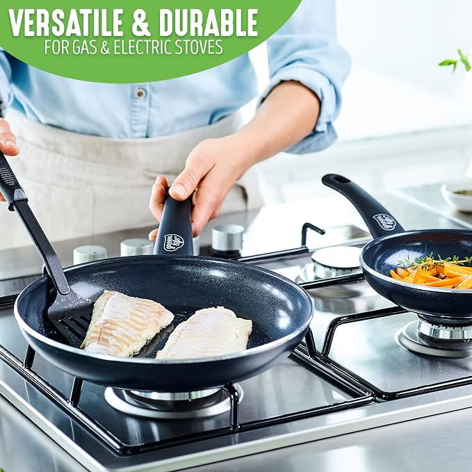 GreenLife Soft Grip Healthy Ceramic Nonstick 12 Piece Kitchen Cookware Pots and - Image 7