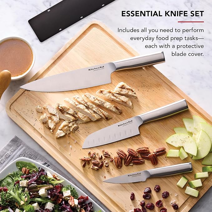 KitchenAid 3 Piece Forged Chef Knife Set High Carbon Japanese Steel, Includes 8 - Image 3