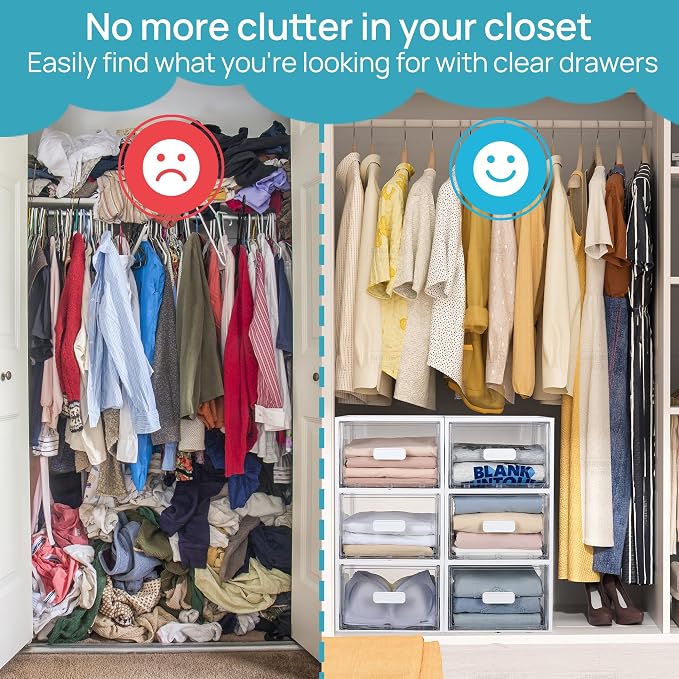 Vtopmart 4 Pack 18QT White Stackable Storage Drawers, Easily Assemble Closet - Image 5