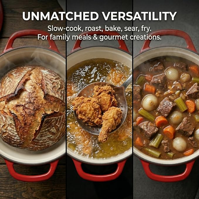 SUNHOUSE Enameled Cast Iron Dutch Oven Pot - 3 QT Dutch Oven - Image 9
