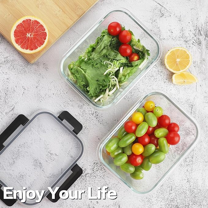 HOMBERKING 10 Pack Borosilicate Glass Meal Prep Containers - Image 7