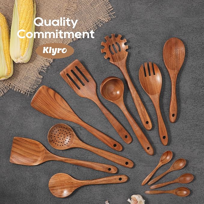 KLYRO 13 Pcs Wooden Cooking Utensil Set - Image 4