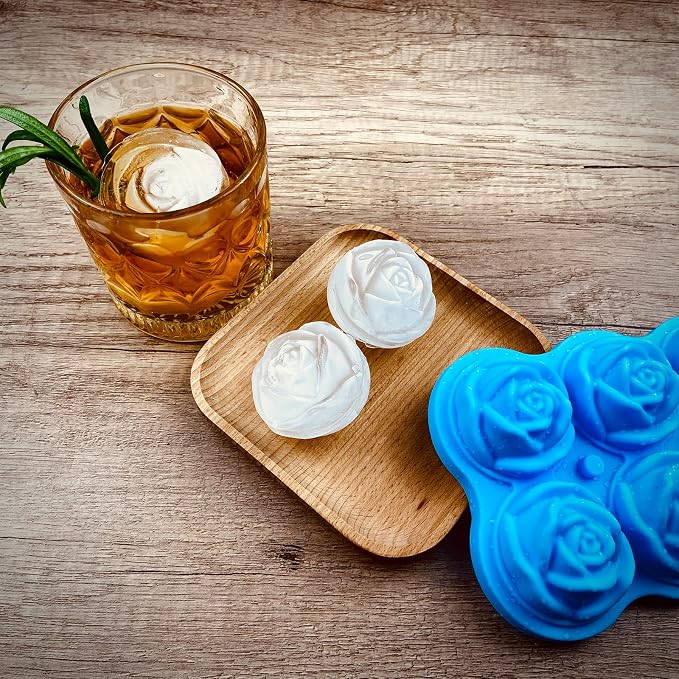 CAMKYDE Rose Ice Cube Tray 2 Inch, 6 Cavity Silicone Rose Ice Cube Mold - Image 5