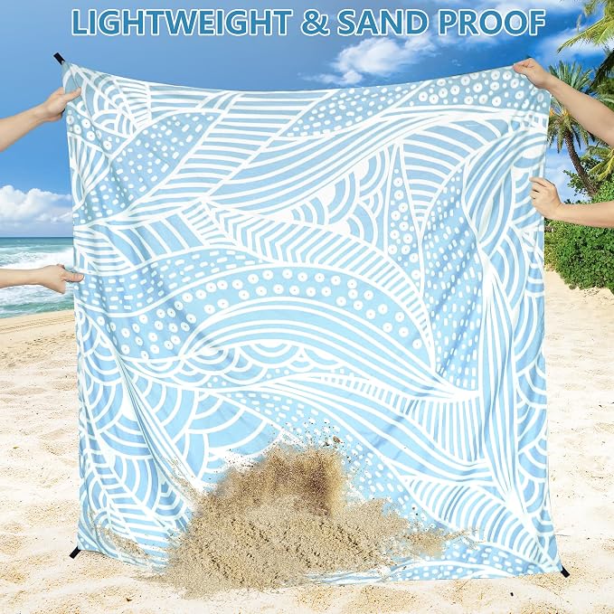 WIWIGO Beach Blanket Waterproof Sandproof Beach Mat 79" X 83"/10'x9'for 2-8 - Image 2