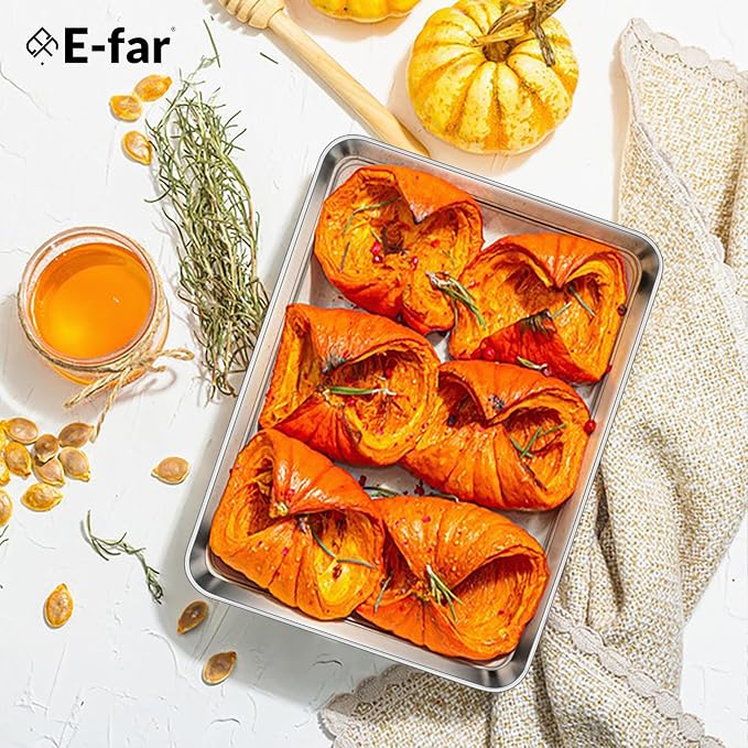 E-far Mini Toaster Oven Tray, 9.4”x7.3” Stainless Steel Baking Cookie Sheet - Image 7