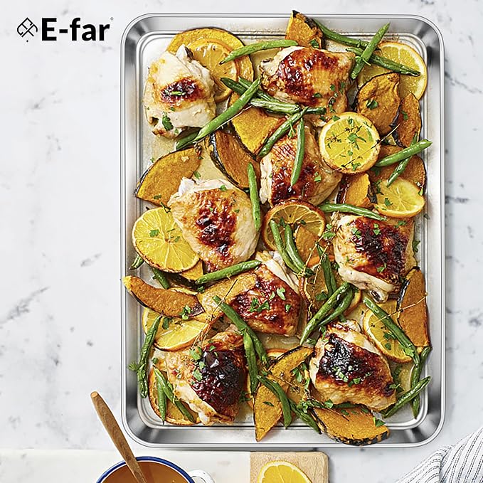 E-far Baking Sheets Set of 2, 16” x12” Stainless Steel Cookie Sheets Pans - Image 7