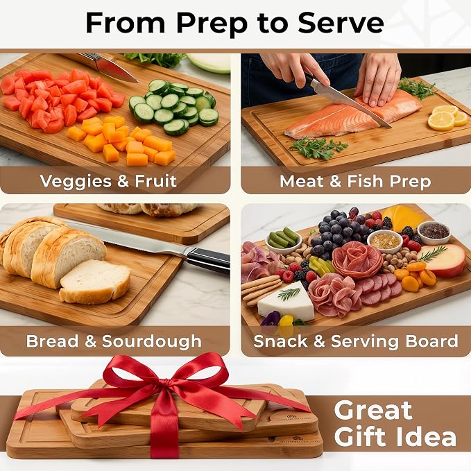 Set of 3 Bamboo Cutting Boards for Kitchen - Image 7