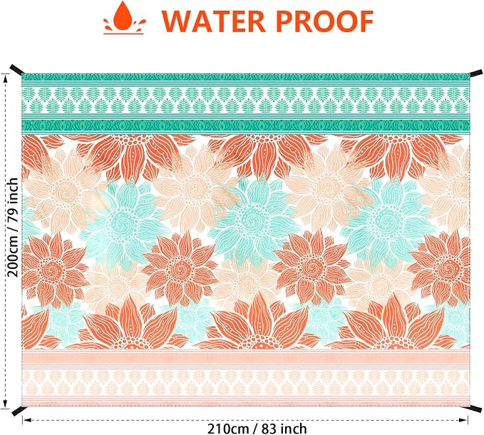 HIHOHO Beach Blanket Waterproof Sandproof Extra Large Beach Mat 79" X - Image 2