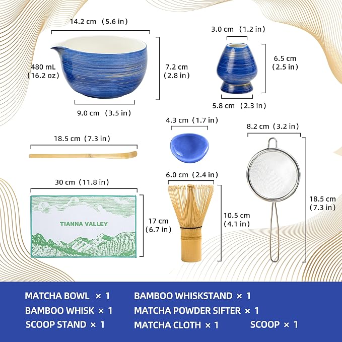 Matcha Whisk Set, Matcha Kit for Ceremony, 480 ML Ceramic Bowl - Image 6