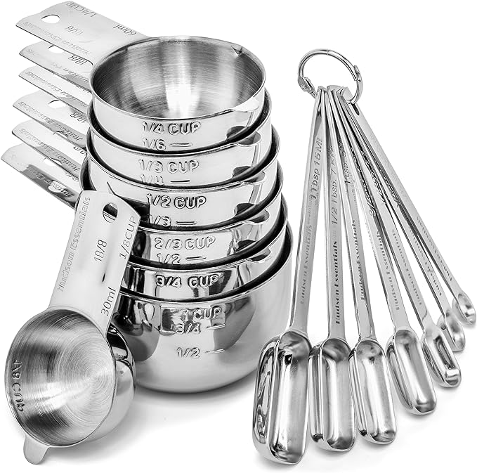 Hudson Essentials Stainless Steel Measuring Cups and Spoons Set by HudsonEssentials