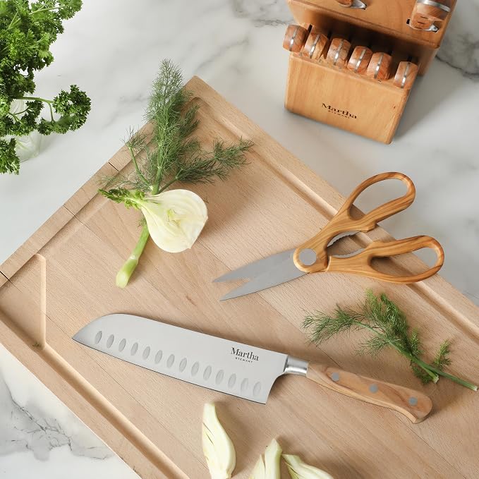 Martha Stewart Austenwood 15-Piece Knife Block Set, German Stainless Steel - Image 4