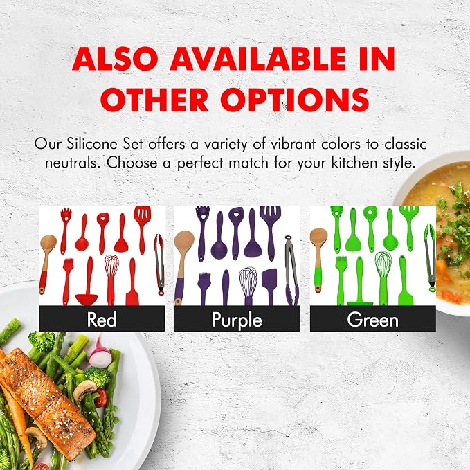 Chef Craft Premium Silicone Kitchen Tool and Utensil Set, 11 Piece Set - Image 7