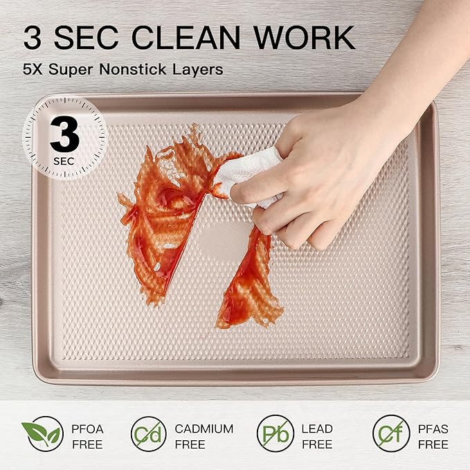 HONGBAKE 2 Pack Half Sheet Baking Pans, Non Stick Baking Sheet - Image 5