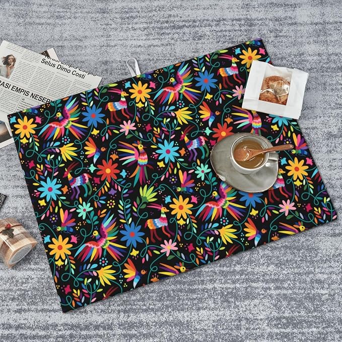 Mexican Colorful Bird and Floral Abstract Dish Drying Mats - Image 3