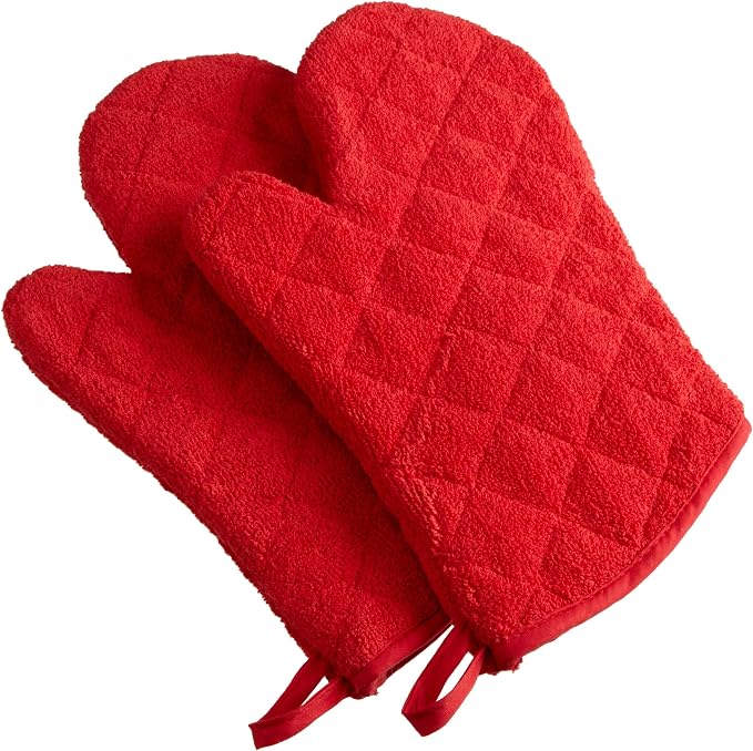 DII Basic Terry Collection 100% Cotton Quilted, Oven Mitt, 2 Piece by DII