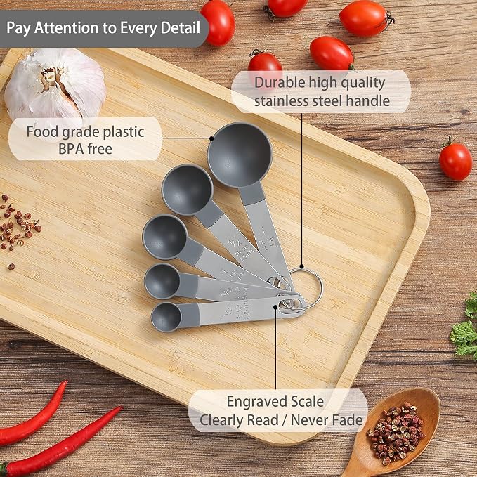 Measuring Cups and Spoons Set of Huygens Kitchen Gadgets 10 Pieces, Stackable - Image 3