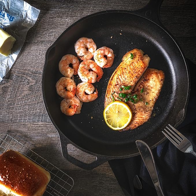 Utopia Kitchen Saute Frying Pan 8 Inch, Cast Iron Chefs Pan, Pre Seasoned Cast - Image 6