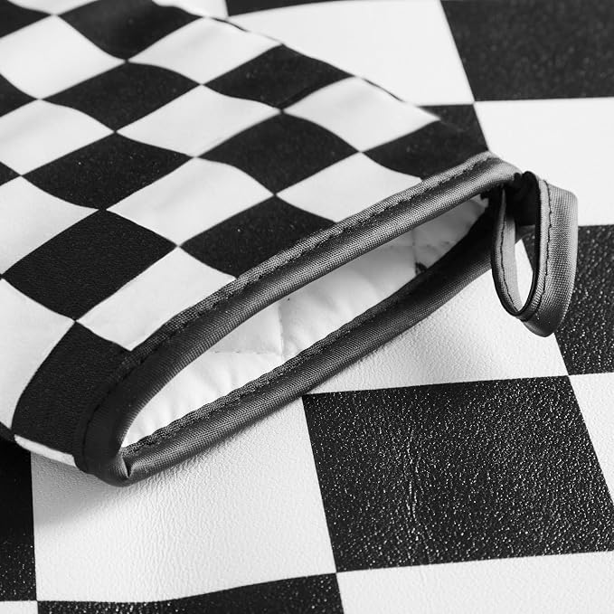 Ohocut Black and White Checkered Oven Mitts Heat Resistant, Vintage Retro - Image 7