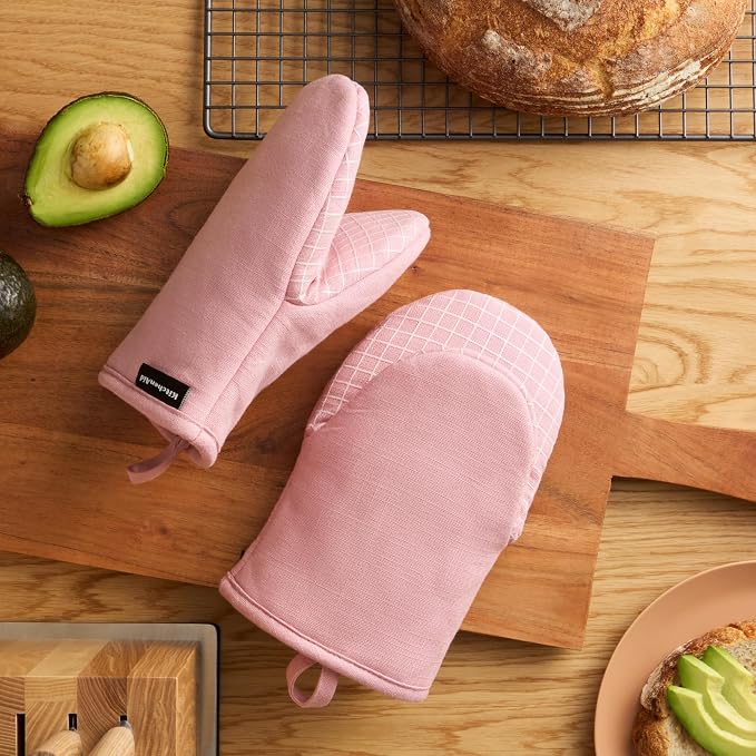 KITCHENAID Gourmet Series Gridlines Mini Oven Mitts 2-Pack Set, Heat Resistant - Image 2