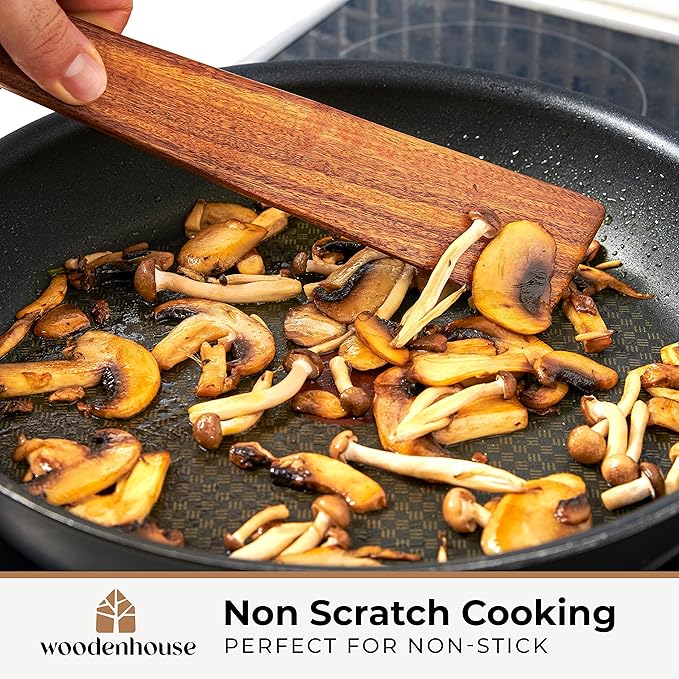 Wooden Spatula for Cooking Set of 2-12 Inch Teak Spatula for Non Stick Frying - Image 6
