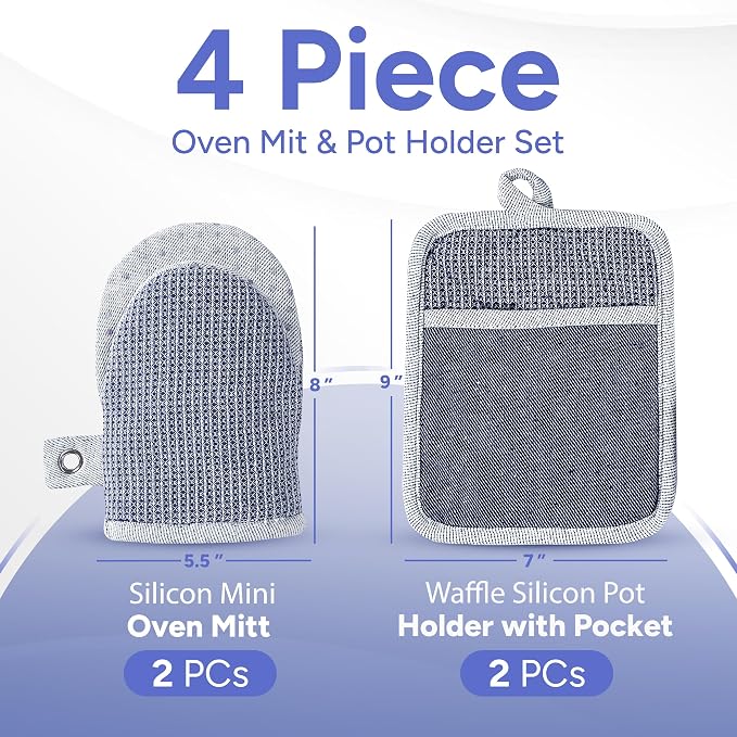 Casa Platino Silicone Oven Mitts & Potholders, 4-Piece – Pot Holders - Image 2