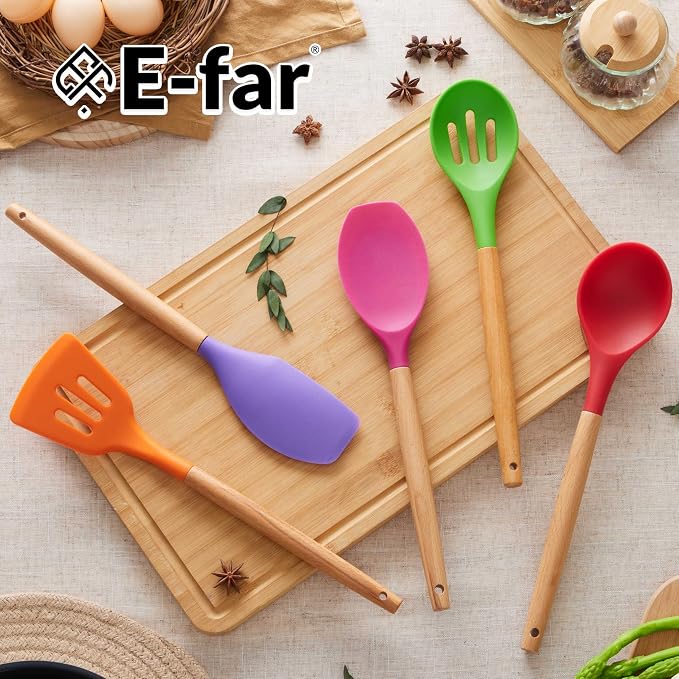 E-far Silicone Cooking Utensils Set, 5-Piece Kitchen Utensils Set - Image 7