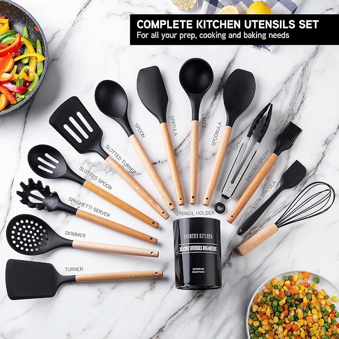 Country Kitchen Non Stick Silicone Utensil Set - Image 2