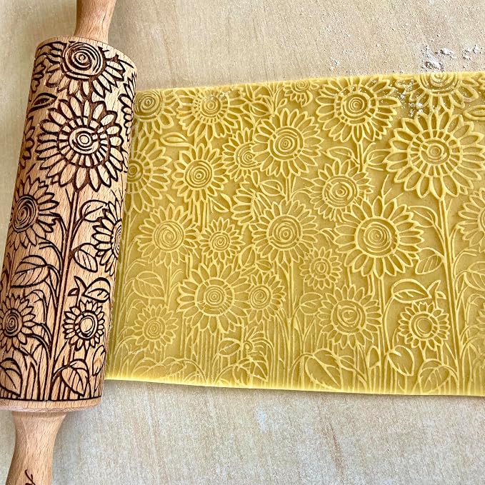 SUNFLOWER FIELD Embossed Rolling Pin - Image 6