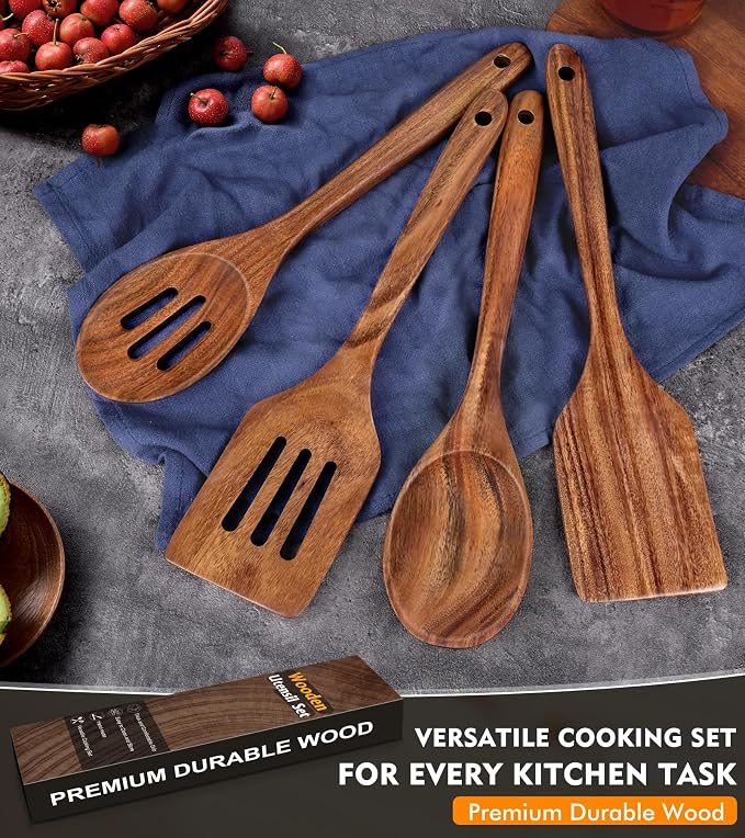 4Pcs Wooden Spatula for Cooking, Acacia Wooden Spatula for Kitchen Use - Image 6
