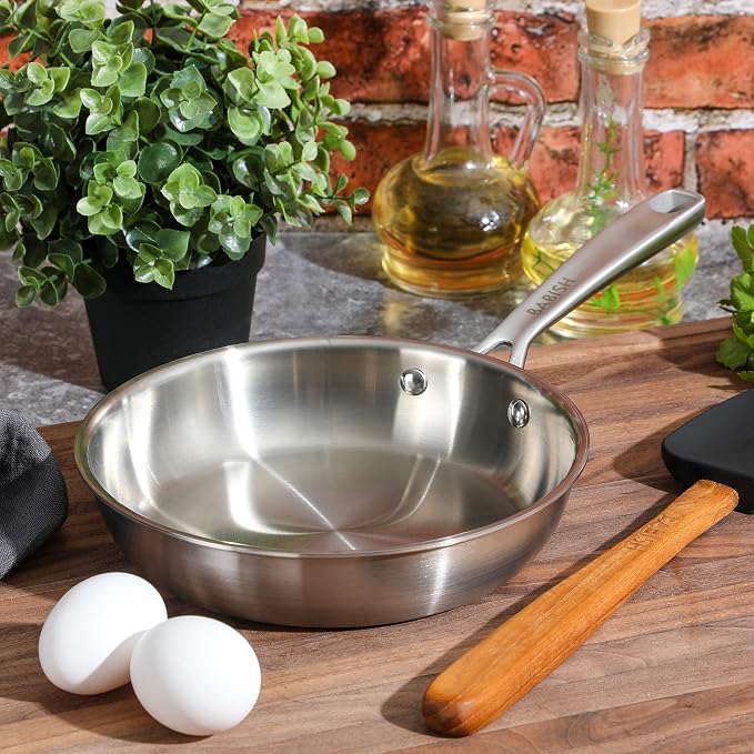 Babish 8 Inch Stainless Steel Triply Professional Grade Fry Pan - Image 3
