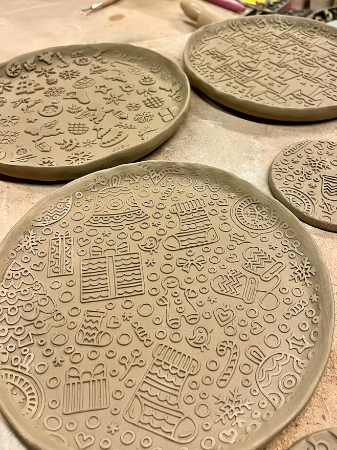BAMBOO Embossed Rolling Pin for Ceramic. Clay Roller and Ceramic Stamp for - Image 8