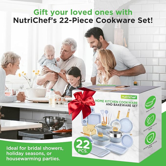 NutriChef 22‑Piece Non‑Stick Ceramic Pots and Pans Set – - Image 8