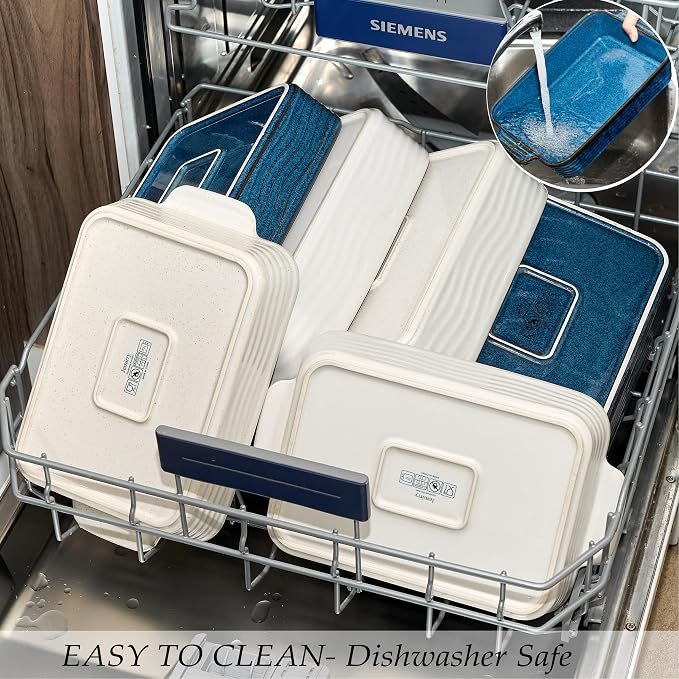 Kiln-Transformed Blue Ceramic Baking Dish Set of 3, Casserole Dishes - Image 8