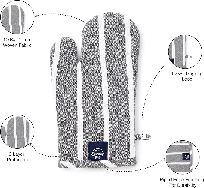 Encasa XO Long 12"x7" Oven Microwave Hand Gloves Mitts - Image 5