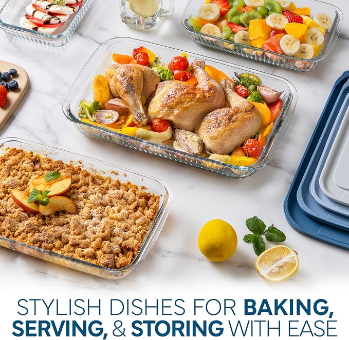 COOK WITH COLOR 8-Piece Deep Glass Baking Dish Set with Plastic Lids – - Image 4