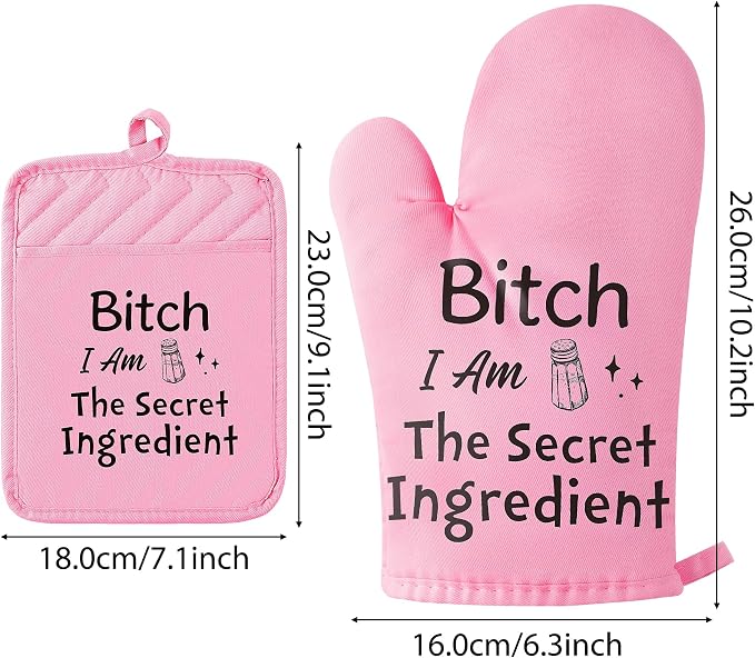 GROBRO7 6Pcs Funny Oven Mitts Pot Holders Baking Gift, I Am The Secret - Image 3