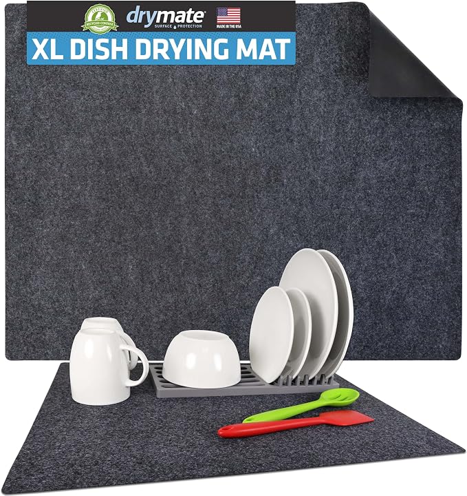 Drymate Jumbo XL Dish Drying Mat, Low-Profile, Super Absorbent, Quick Dry Fabric by Drymate