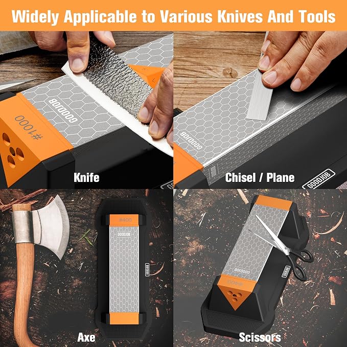 Extra Large Diamond Sharpening Stone Set 3 Side Grit 400/600/1000 Premium - Image 6