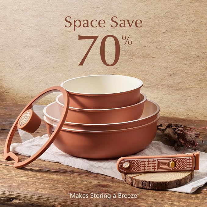 CAROTE 21-Piece Ceramic Cookware Set, Nonstick Pots and Pans Set - Image 6