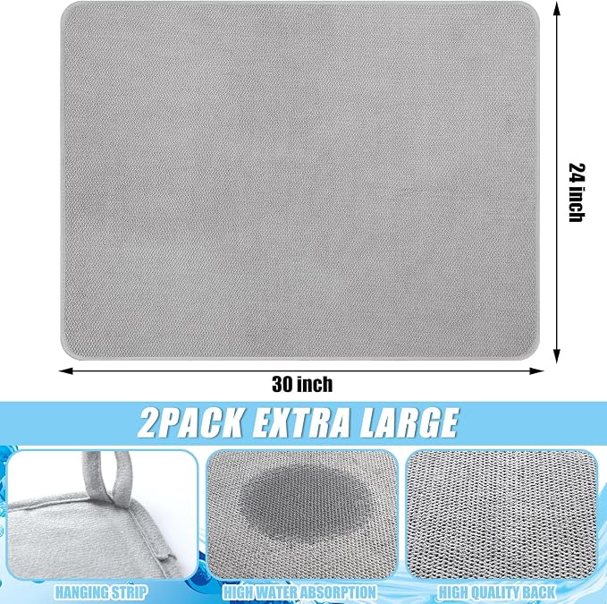 Hushee 2 Pack Extra Large Dish Drying Mat Microfiber Absorbent Dish Drying Pad - Image 2