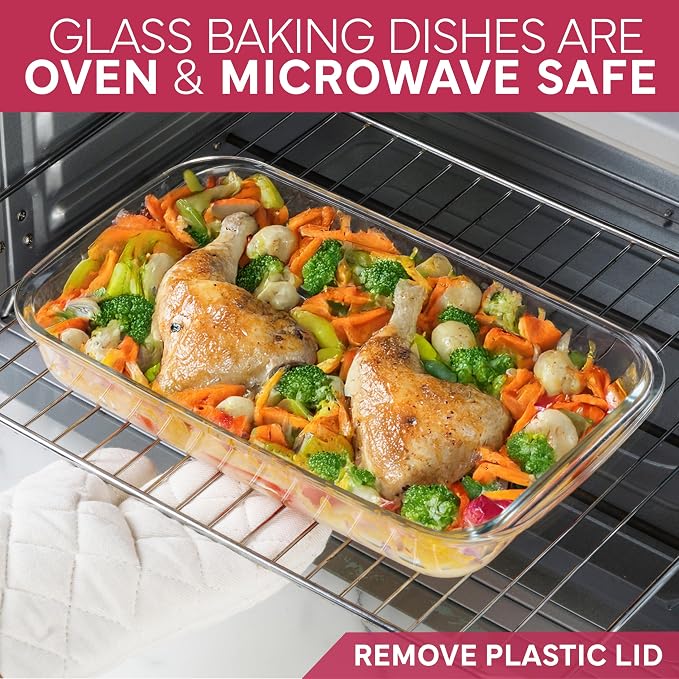 COOK WITH COLOR 8-Piece Deep Glass Baking Dish Set with Plastic Lids – - Image 6