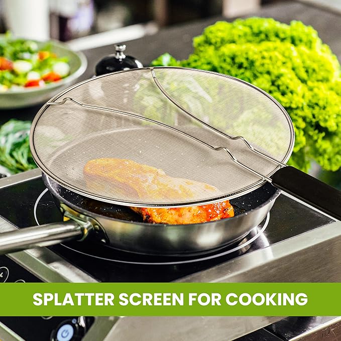 13" Grease Splatter Screen for Cooking | Stainless Steel Oil Splatter Guard and - Image 3