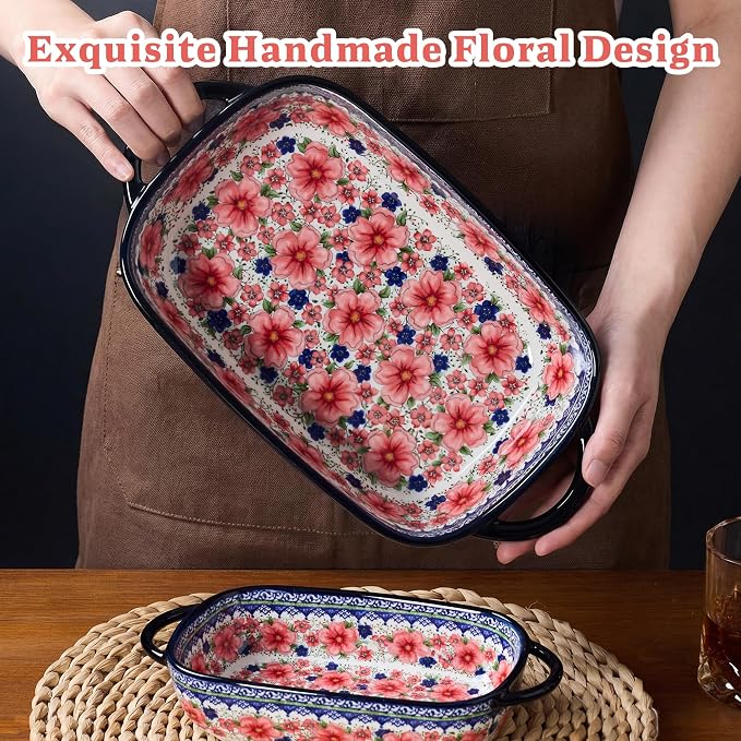 Ceramic Casserole Dishes for Oven, Hand-painted Polish Pottery Baking Dish Set - Image 2