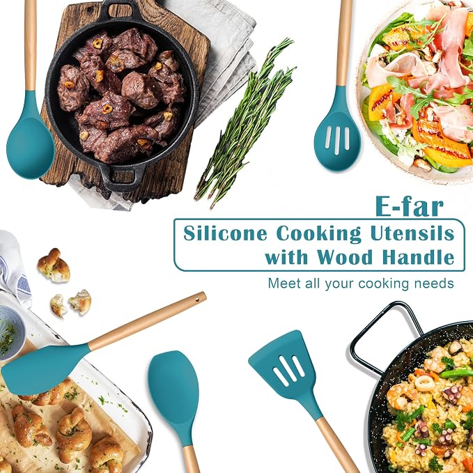 E-far Silicone Cooking Utensils Set, 5-Piece Kitchen Utensils Set - Image 6