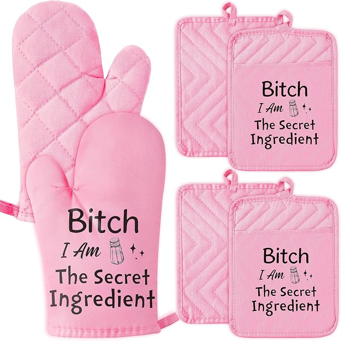 GROBRO7 6Pcs Funny Oven Mitts Pot Holders Baking Gift, I Am The Secret by GROBRO7