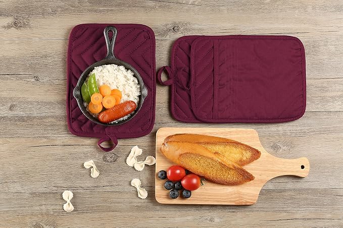 Oven Pot Holder with Pocket Cotton Heat Resistant Coaster Potholder Kitchen Hot - Image 6
