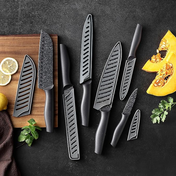 Marco Almond Kitchen Knife Set, KYA39 12-Piece Chef Knife Sets, 6 Knives - Image 9