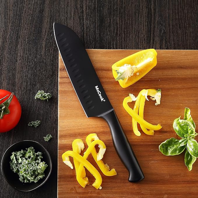 McCook® Premium Black Knife Sets, German Stainless Steel Kitchen Knives Block - Image 7